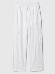 Gap White Linen Blend Wide Leg Cargo Pull On Trousers - Image 6 of 7
