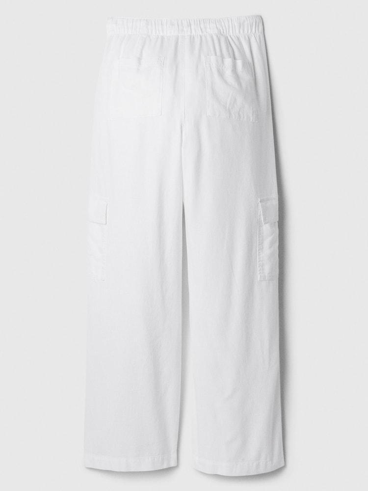 Gap White Linen Blend Wide Leg Cargo Pull On Trousers - Image 7 of 7