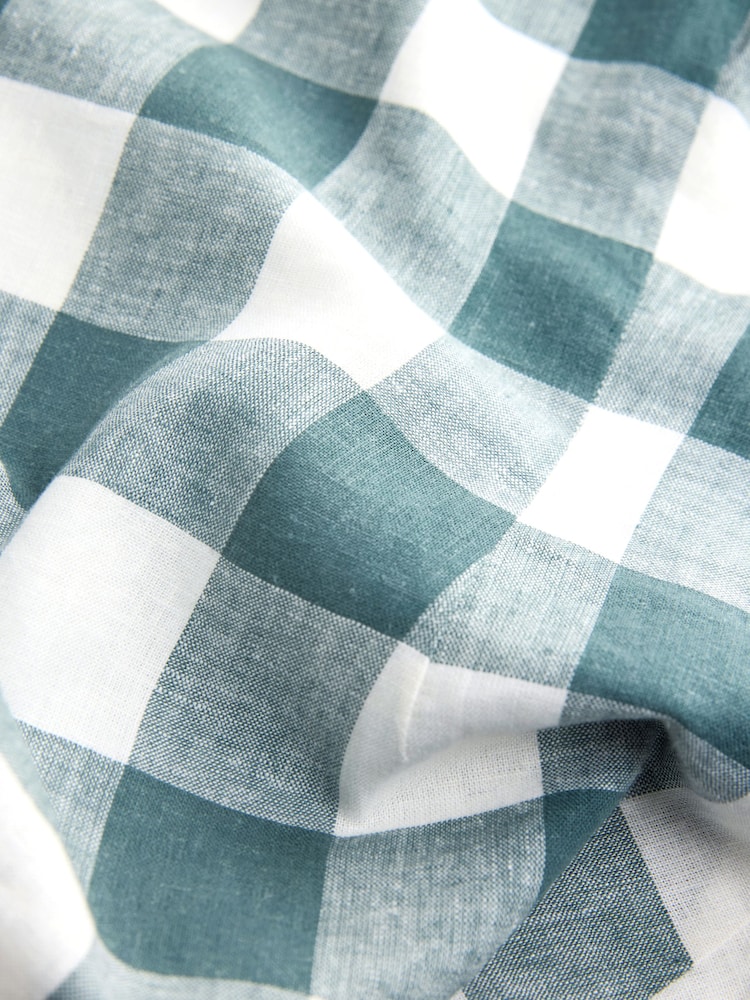 Verde azulado - Gingham Linen Rich Peplum Top - Imagen 8 de 8