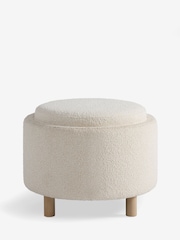 Casual Boucle Oyster Natural Ashton Upholstered Storage Stool - Image 1 of 5
