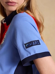 Joules Red & Blue Official Badminton Horse Trials Colourblock Cotton Pique Polo Shirt - Image 12 of 16