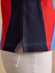 Joules Red & Blue Official Badminton Horse Trials Colourblock Cotton Pique Polo Shirt - Image 13 of 16