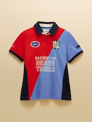 Joules Red & Blue Official Badminton Horse Trials Colourblock Cotton Pique Polo Shirt - Image 16 of 16