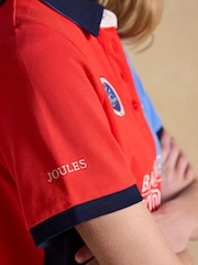 Joules Red & Blue Official Badminton Horse Trials Colourblock Cotton Pique Polo Shirt - Image 9 of 16
