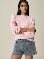 Blush Pink Cosy Soft Touch Long Sleeve Crewneck Jumper Top - Image 1 of 1