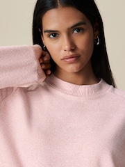 Rosa blush - Blusa de gola redonda de manga comprida e toque macio e aconchegante - Imagem 4 de 7