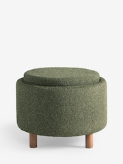 Casual Boucle Forest Green Ashton Upholstered Storage Stool - Image 7 of 9