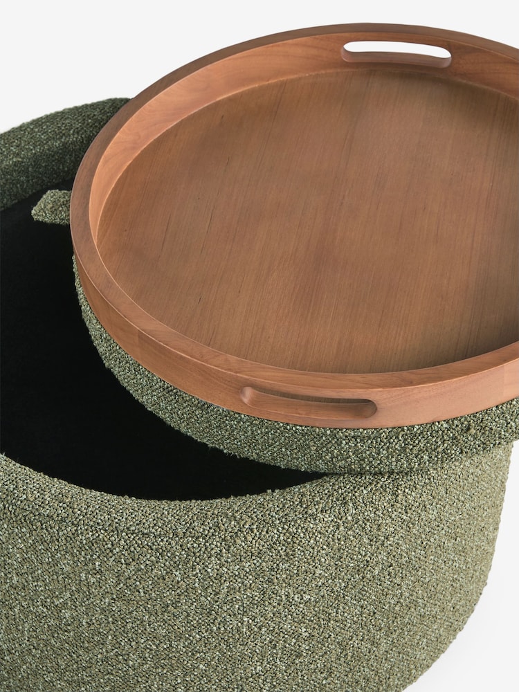 Casual Boucle Forest Green Ashton Upholstered Storage Stool - Image 9 of 9