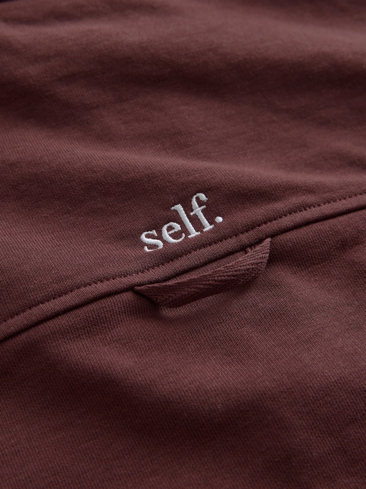 self. Chocolate Brown Zip Through Sweat Jacket - Image 11 of 11