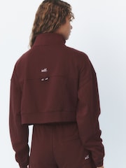 self. Chocolate Brown Zip Through Sweat Jacket - Image 5 of 11