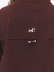 self. Chocolate Brown Zip Through Sweat Jacket - Image 6 of 11