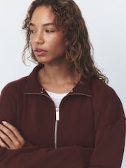 self. Chocolate Brown Zip Through Sweat Jacket - Image 7 of 11