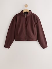 self. Chocolate Brown Zip Through Sweat Jacket - Image 8 of 11