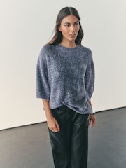 Nothing Ordinary Pewter 3/4 Sleeve Tinsel Knit T-Shirt - Image 1 of 8