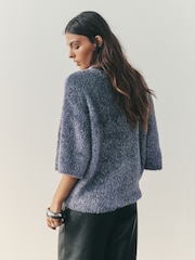 Nothing Ordinary Pewter 3/4 Sleeve Tinsel Knit T-Shirt - Image 2 of 8