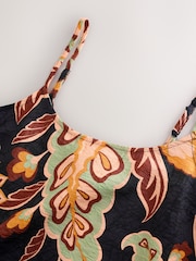 Black/Green Paisley Midi Slip Summer Dress - Image 7 of 8