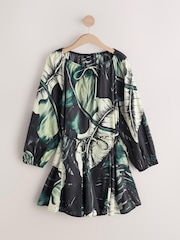 Black/Green Long Sleeve Mini Dress - Image 1 of 3