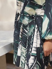 Black/Green Leaf Long Sleeve Mini Dress - Image 5 of 8