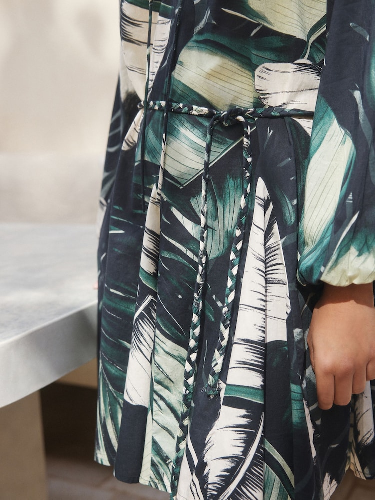 green leaf dress zara Zara Army Green Leaf Print Wrap Dress – Thrift Nature Closet Ja
