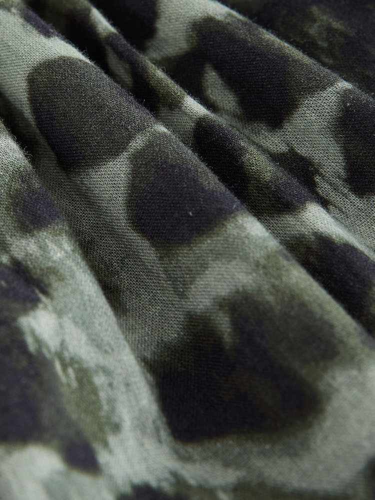 Green/Black Leopard Print Off The Shoulder Midi Dress - Image 9 of 9