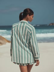 Green/White Summer Shirt With Linen - Image 4 of 8