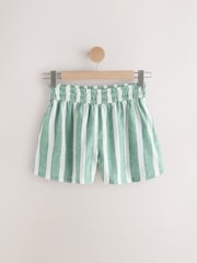 Green/White Summer Shorts With Linen - Image 4 of 6