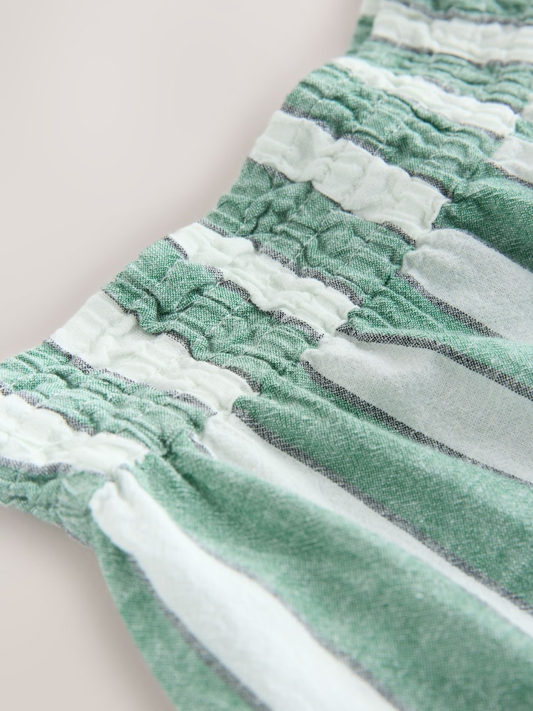 Green/White Summer Shorts With Linen - Image 6 of 6