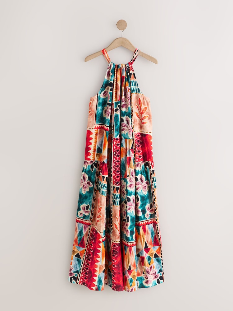 Petrol/Braun - Summer Halter Maxi Dress - Bild 1 von 3