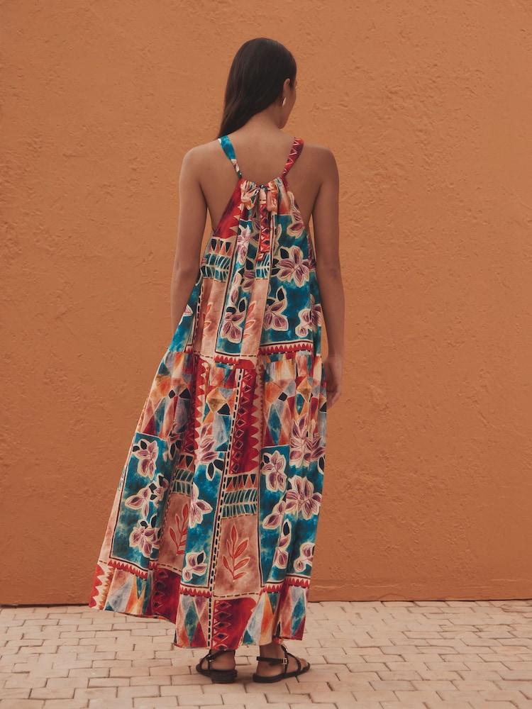 Buy Teal/Brown Summer Halter Maxi Dress from Next USA