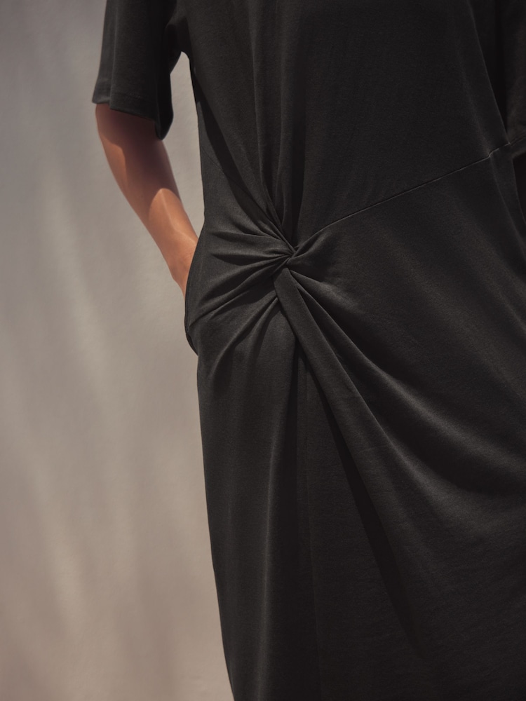 Womens Next Black Jersey Twist T-Shirt Summer Dress US 12