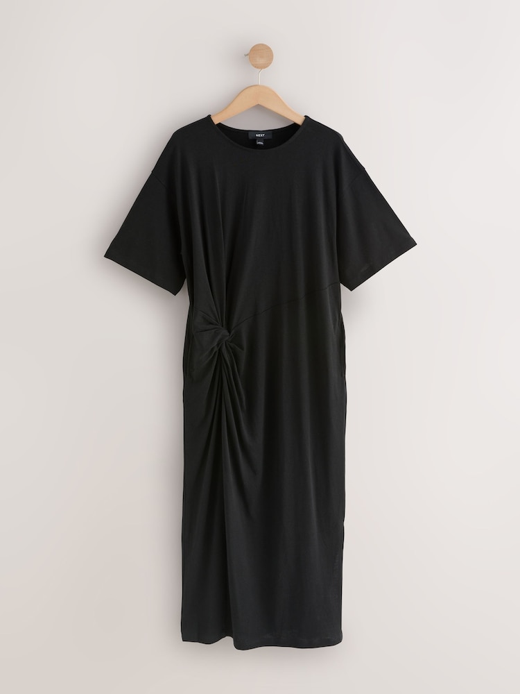 Womens Next Black Jersey Twist T-Shirt Summer Dress US 12