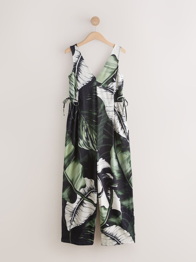 Black/Green Jersey V-Neck jumpsuit - Image 1 of 3