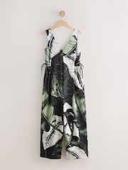 Black/Green Jersey V-Neck jumpsuit - Image 5 of 7