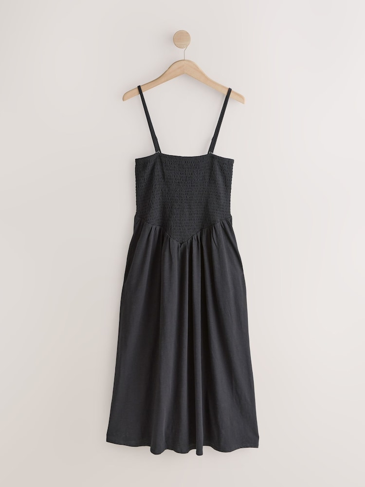 chinese dress ladies Sofia Strapless Black Linen Maxi Dress main image 1