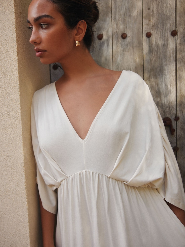 Womens Next Black Jersey Kaftan Maxi Dress US 6 Tall