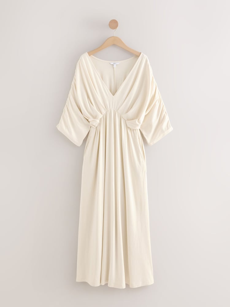 Womens Next Black Jersey Kaftan Maxi Dress US 6 Tall
