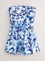 Blue/White Jersey Bandeau Playsuit - Image 1 of 3