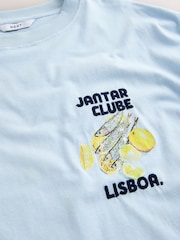 White/Blue Graphic Print Beach T-Shirt - Image 4 of 4