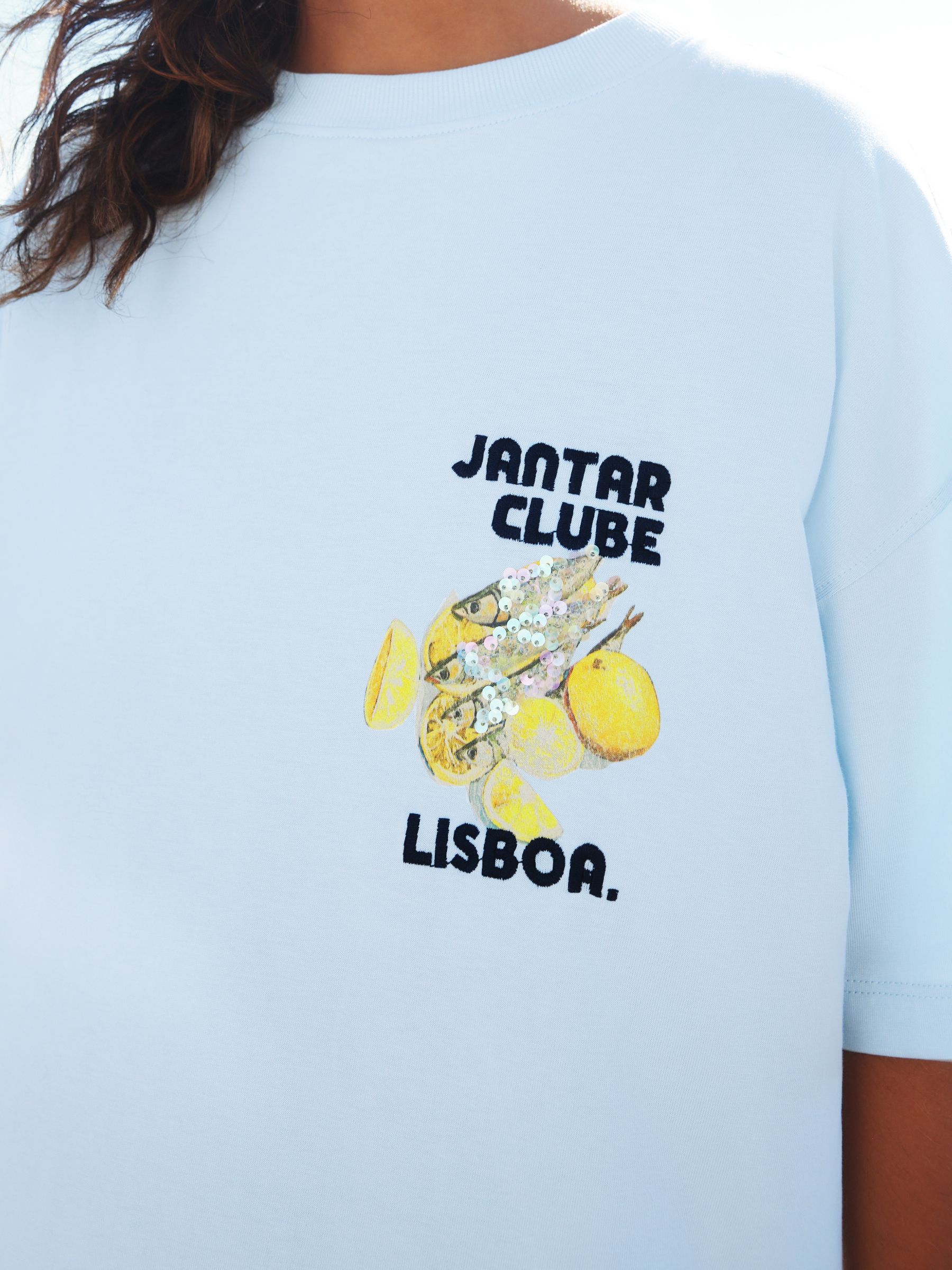 Next：日本 ブルー レモン - グラフィックプリント ビーチ Tシャツ