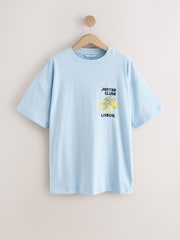 White/Blue Graphic Print Beach T-Shirt - Image 7 of 9