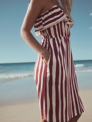 Roșu - Jersey Bandeau Frill Dress - Imaginea 4 din 7