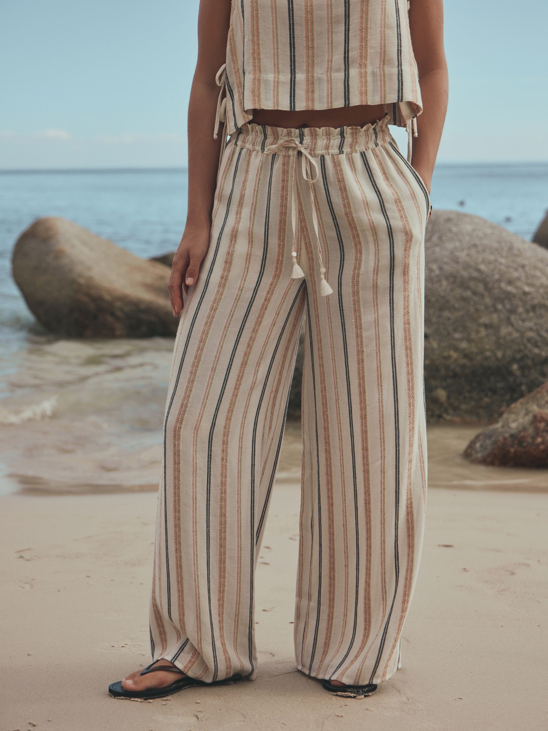Buy Peach Pink - Wide Leg Summer Trousers from Next Japan