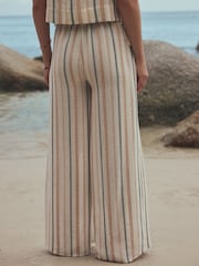 Peach Pink Wide Leg Summer Trousers - Image 4 of 8