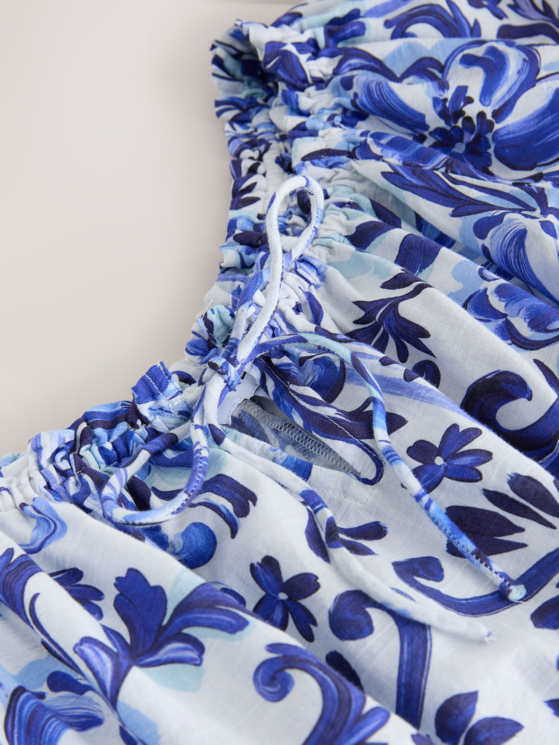 Buy White/Blue Floral Print Off the Shoulder Jumpsuit from Next USA
