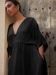 Black Jersey Kaftan Maxi Dress - Image 4 of 8