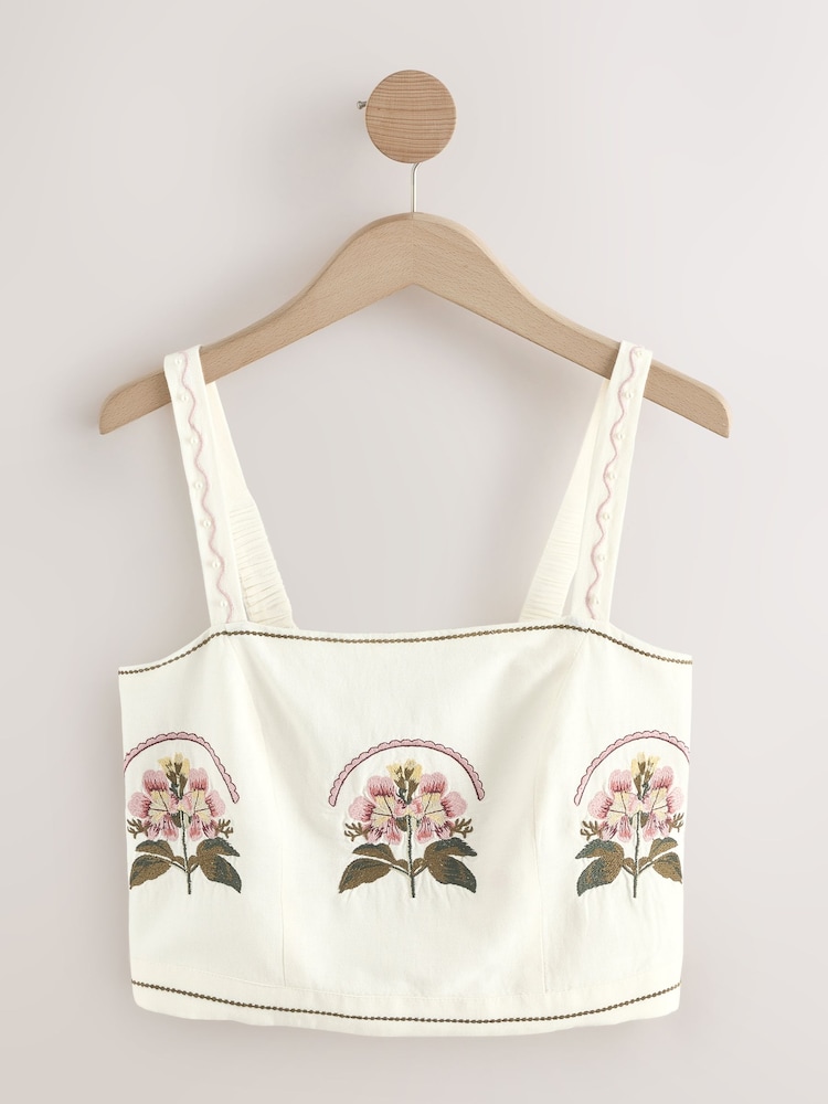 Ecru Summer Top With Linen - Image 1 of 3