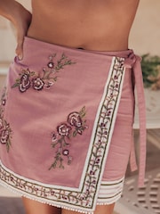 Dusty Pink Wrap Mini Skirt - Image 5 of 8