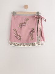 Dusty Pink Wrap Mini Skirt - Image 6 of 8
