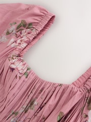 Mauve Purple Puff Sleeve Midi Dress - Image 3 of 5