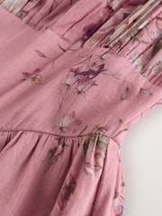 Mauve Purple Puff Sleeve Midi Dress - Image 4 of 5